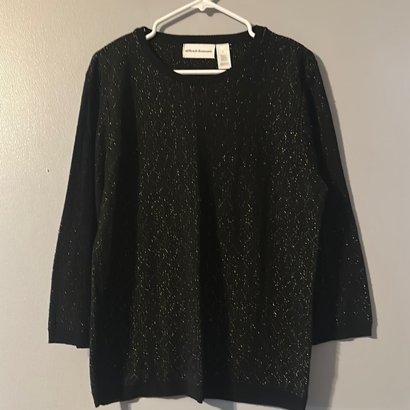 Alfred Dunner Black Sweater with Gold Detailing Size Large - Picture 1 of 4
